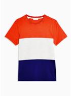 Selected Homme Mens Selected Homme Blue Colour Block Organic Cotton T-shirt