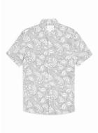 Topman Mens White Premium Ecru Dot Floral Slim Shirt
