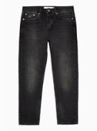 Topman Mens Blue Washed Black Rigid Tapered Jeans