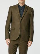 Topman Mens Dark Green Wool Blend Skinny Fit Suit Jacket
