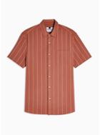 Topman Mens Multi Ecru And Rust Pinstripe Slim Shirt