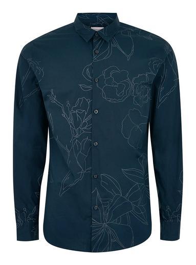 Topman Mens Selected Homme Black Long Sleeve Floral Shirt