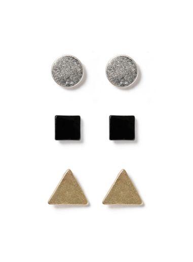 Topman Mens Metallic Oversized Shape Stud Earrings 3 Pack*