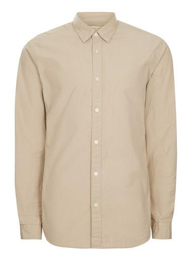 Topman Mens Brown Selected Homme Stone Button Up Shirt