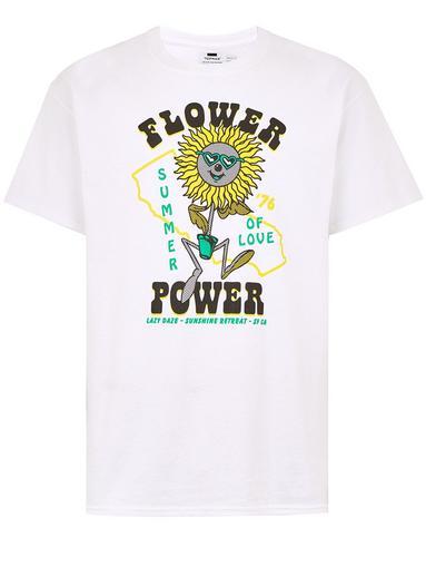 Topman Mens White Flower Power T-shirt