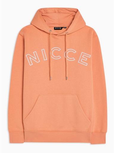 Nicce Mens Pink Nicce Orange Chest Logo Hoodie