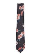 Topman Mens Black Japanese Floral Print Tie