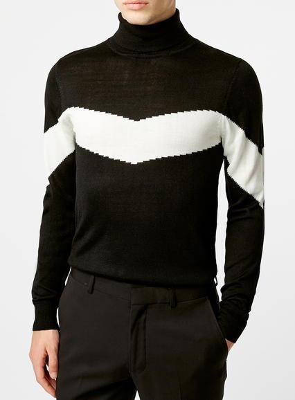 Topman Mens Rouges Of London Black Roll Neck Jumper