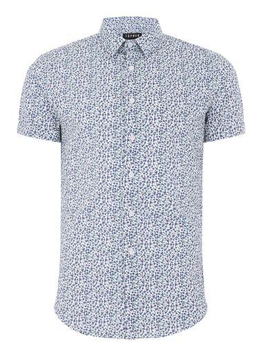 Topman Mens White And Blue Floral Shirt