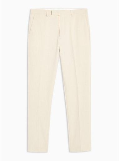 Topman Mens Beige Stone Slim Fit Trousers