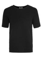 Topman Mens Black Waffle Textured Knitted T-shirt