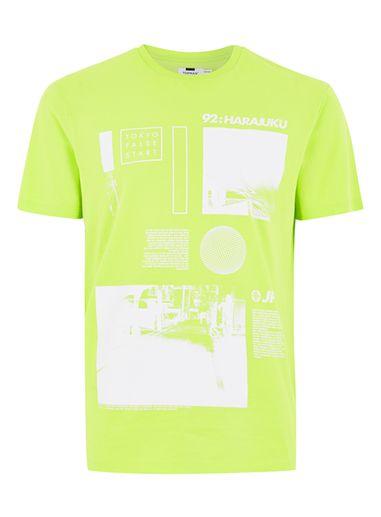 Topman Mens Lime Green Harajuku T-shirt