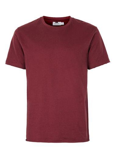 Topman Mens Red Burgundy Nibble Effect T-shirt