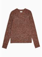 Topman Mens Brown Rust Twist Knitted Sweater