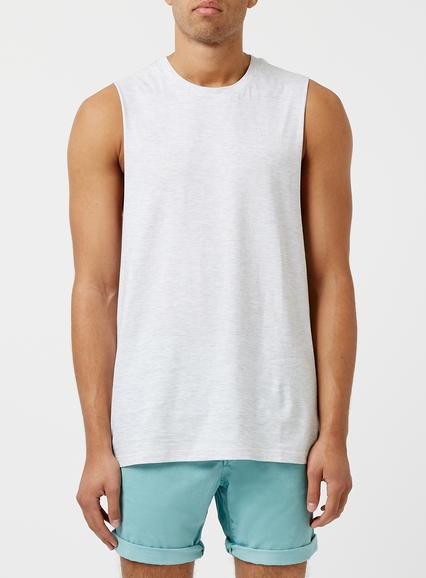 Topman Mens Mid Grey Frost Marl Surf Tank Vest