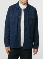 Topman Mens Blue Multi Pocket Field Jacket