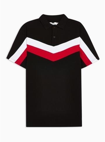 Topman Mens Black Chevron Polo