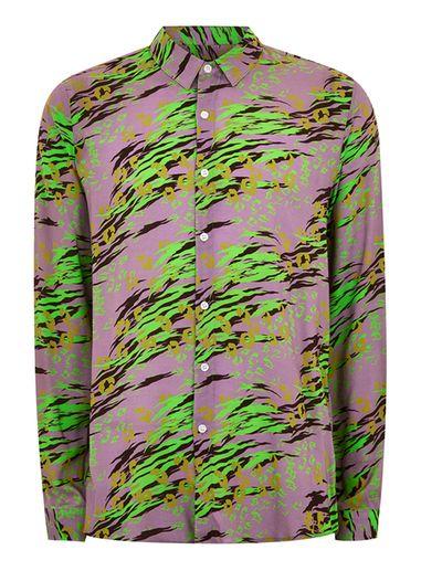 Topman Mens Purple Lilac Animal Print Long Sleeve Shirt