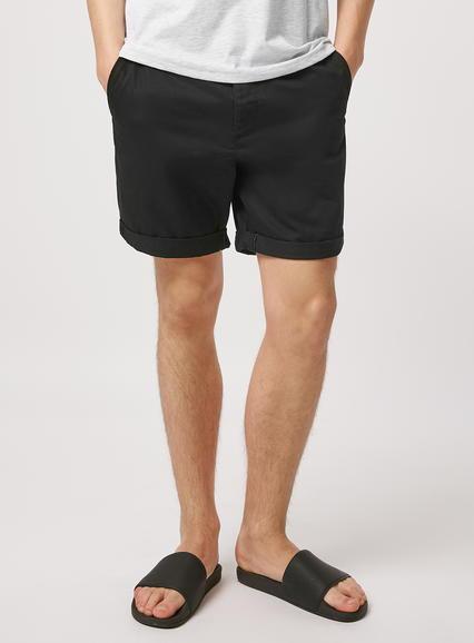 Topman Mens Black Short Length Chino Shorts
