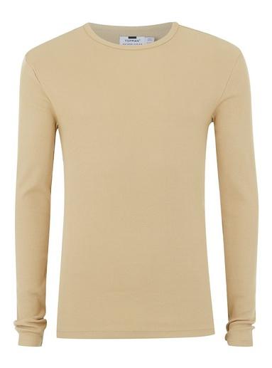 Topman Mens Stone Skinny Fit Ribbed T-shirt