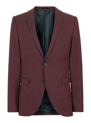 Topman Mens Blue Selected Homme Burgundy Blazer