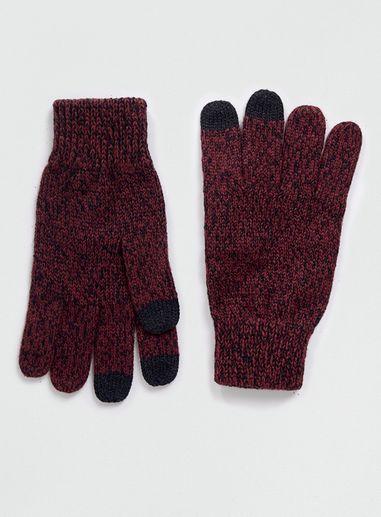 Topman Mens Red Burgundy And Black Gloves