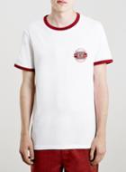 Topman Mens Red White Chest Print Ringer T-shirt