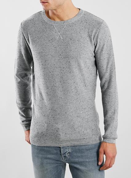 Topman Mens Mid Grey Selected Homme Grey Crew Neck Jumper