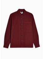 Topman Mens Red Burgundy One Pocket Popper Oversized Shirt