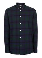 Topman Mens Selected Homme Green And Blue Check Cotton Shirt