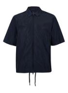 Topman Mens Lux Navy Zip Through Boxy Short Sleeve Shirt