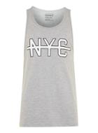 Topman Mens Grey New York Print Tank Top