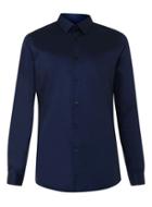 Topman Mens Blue Premium Navy Egyptian Cotton Slim Fit Dress Shirt