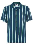 Topman Mens Blue Navy Stripe Print Revere Shirt