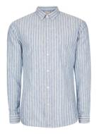 Topman Mens Selected Homme Blue And White Stripe Casual Shirt