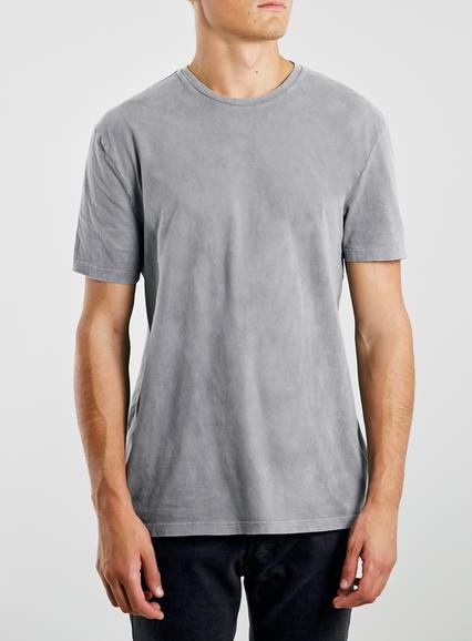 Topman Mens Mid Grey Grey Acid Wash Crew T-shirt
