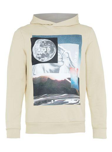 Topman Mens Stone Space Print Classic Fit Hoodie
