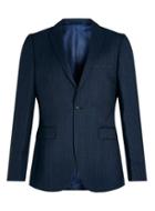 Topman Mens Blue Navy Textured Wool Blend Slim Fit Suit Jacket