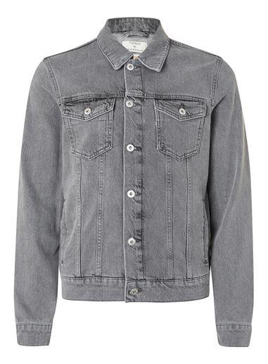 Topman Mens Washed Grey Denim Trucker Jacket