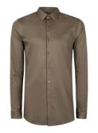 Topman Mens Green Premium Khaki Egyptian Cotton Slim Fit Dress Shirt