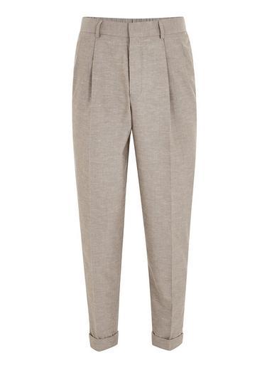 Topman Mens Beige Stone Tapered Dress Pants