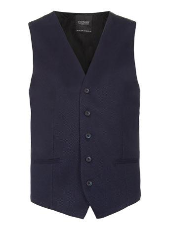 Navy Textured Vest