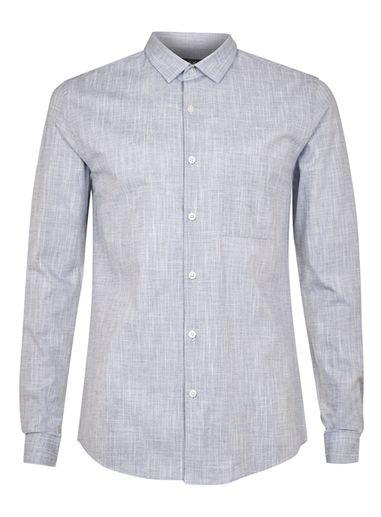 Topman Mens Blue Navy Crosshatch Dress Shirt