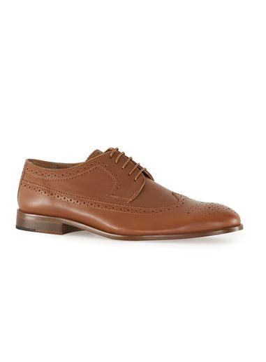 Topman Mens Brown Tan Leather Longwing Brogue