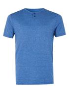 Topman Mens Blue Salt And Pepper Grandad Collar T-shirt