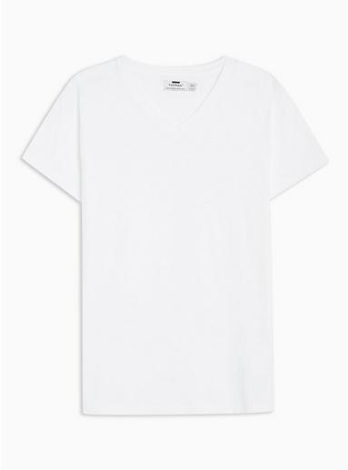 Topman Mens White Skinny V-neck T-shirt