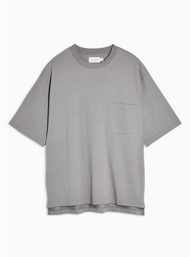 Topman Mens Grey Considered Gray Boxy Pocket Organic Cotton T-shirt