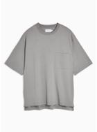 Topman Mens Grey Considered Gray Boxy Pocket Organic Cotton T-shirt