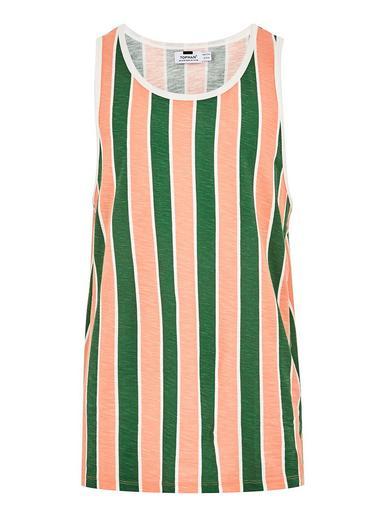 Topman Mens Green Striped Tank