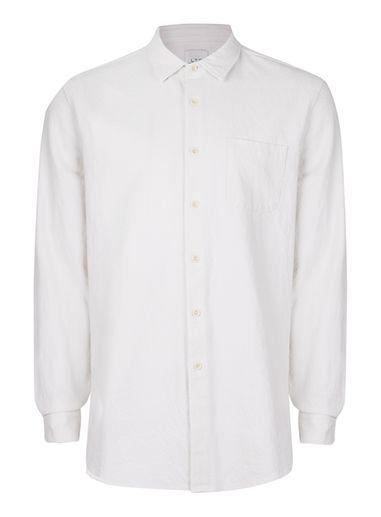 Topman Mens Cream Ltd Off White Textured Shirt